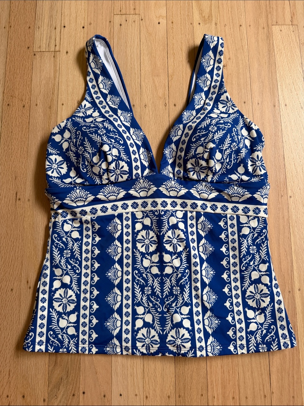 Boden NWT Porto Tankini Swim Top Size 12 Blue White Resort Vacation Santorini - Picture 2 of 7